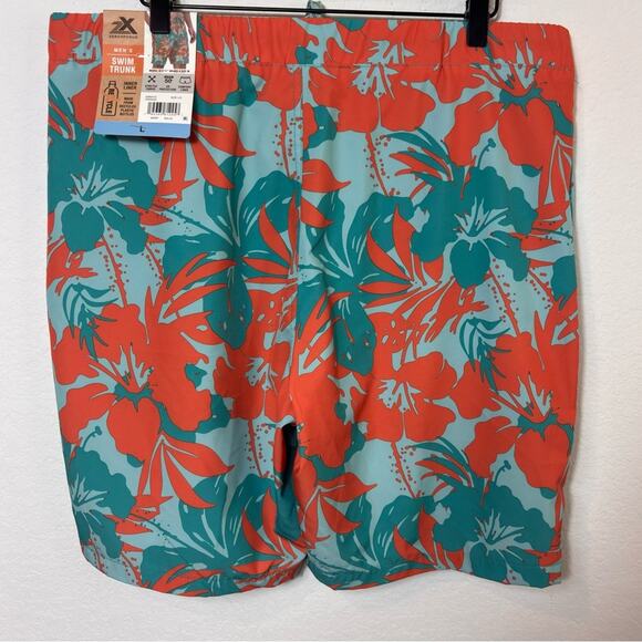 ZeroXPosur Size Large Men's Swim Trunk with Inner Liner Orange Blue Swim Shorts - Picture 5 of 7